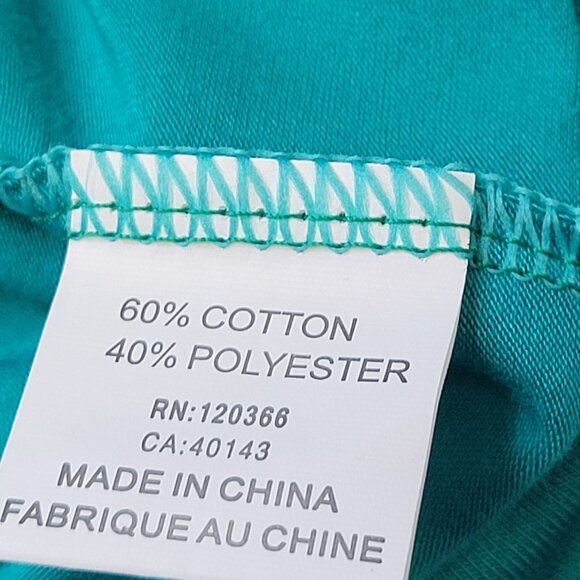 Turquoise Cotton Short Sleeve Batwing Sleeve Blouse Top- Size M Size XL - NWT - Picture 4 of 9